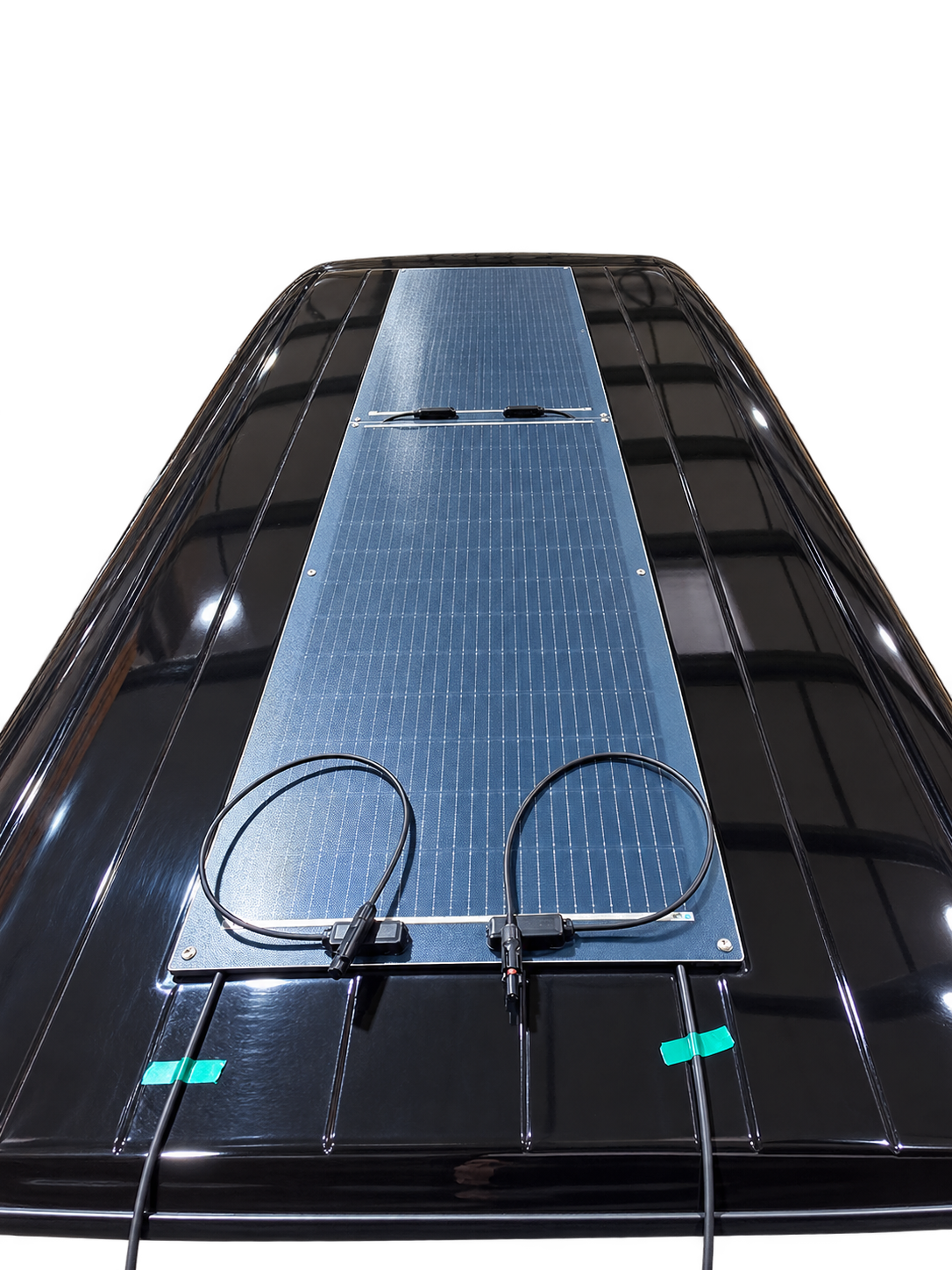 Roof-mounted solar panel installed on a Potteries Camper Co conversion
